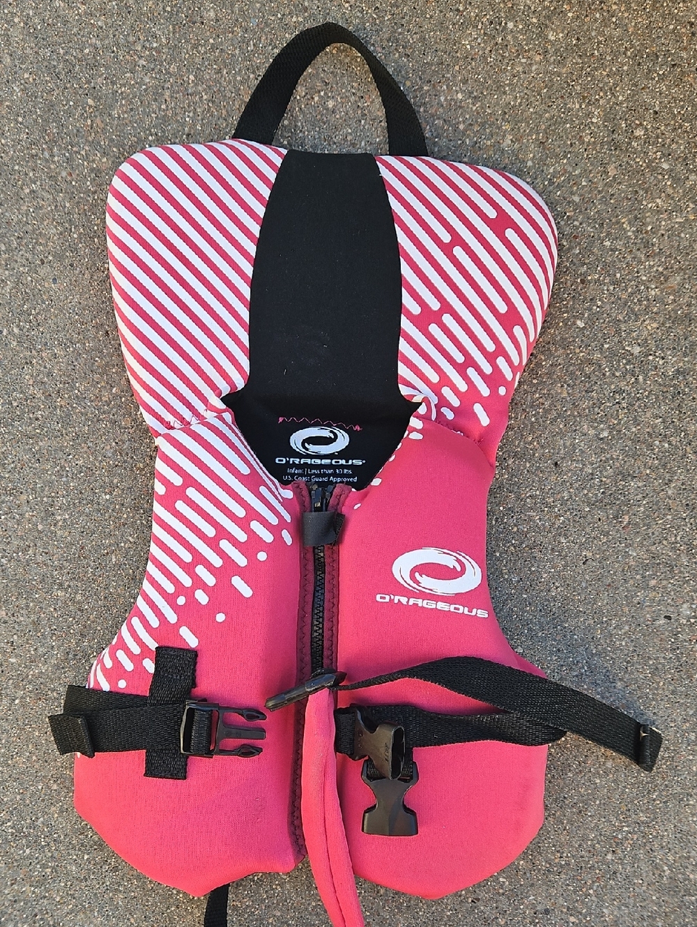 O'Rageous Kids Pink Swim Vest with Front Zipper and Safety Buckle